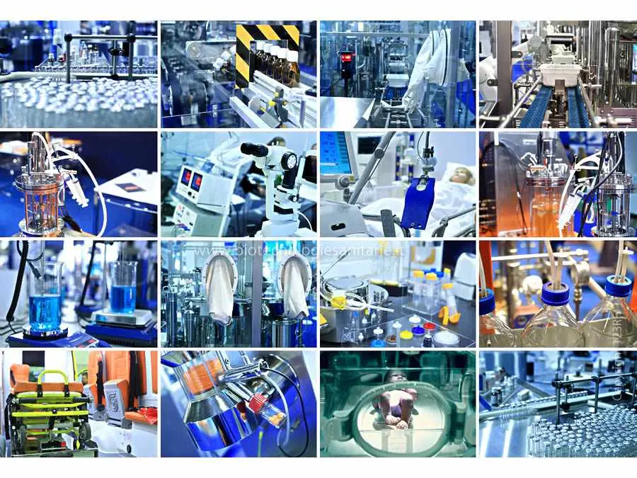 collage di immagini che riguardano la vita di un farmaco